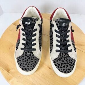 Steve Madden Black and Red Leopard Print Sneakers